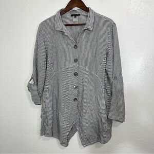 John Mark Black and White Striped Blouse